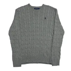 M ポロラルフローレン グレー ケーブルニット