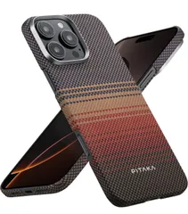 ★「PITAKA」iPhone 16 Pro Max用 ケース アラミド繊維製 MagSafe対応 超極薄・超軽量 カーボン風 ワイヤレス充電対応 ミニマリスト シンプル (Sunset サンセット)