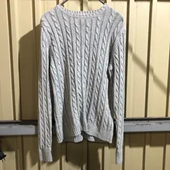 934 L.L.Bean セーター グレー S エルエルビーン ニット ケーブル編み 無地 コットン 古着卸 アメリカ仕入