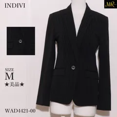 ★美品★ INDIVI インディヴィ アウター テーラードジャケット　長袖　ストライプ柄　ボタン付き　日本製 　ブラック　 【WAD4421-00】 送料無料　古着　レディース