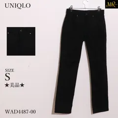 ★美品★ UNIQLO ユニクロ パンツ ストレート　デニム　ジーンズ　無地　シンプル　前ジップ　ポケット付き　綿混 　ブラック　 【WAD4487-00】 送料無料　古着　レディース