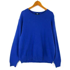 ユニクロ UNIQLO プレミアム ラム クルーネック セーター ニット 長袖 XL ロイヤルブルー 青 大きいサイズ