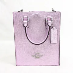 美品！COACH コーチ ショルダーバッグ レザー ノース サウス ミニ トート ピンク系 パープル系