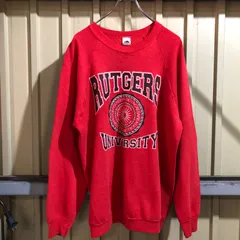 937 FRUIT OF THE LOOM トレーナー レッド XL フルーツオブザルーム スウェット プリントロゴ USA製 古着卸 アメリカ仕入