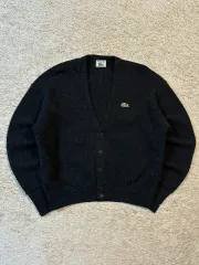 レディース XL LACOSTE ラコステ ウール カーディガン チャコール