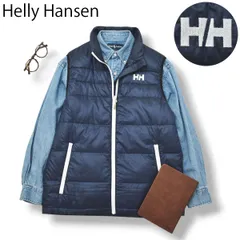 【ロゴ刺繍】ヘリーハンセン HH ジップアップ ダウン ベスト M 紺 メンズ