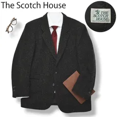 スコッチハウス ツイード テーラードジャケット ブレザー L 総柄 チャコール系