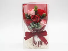 【在庫処分特価】ボックス入り フラワーソープ ギフト レッドローズ＆ブーケ風