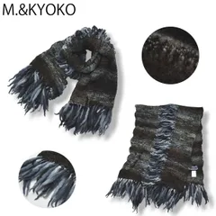 【ベビーアルパカ】日本製 エムアンドキョウト マフラー ショール 総柄 男女兼用