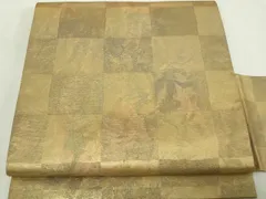 平和屋着物◎九寸名古屋帯　石畳文　金糸　正絹　逸品　DAAY7648sf