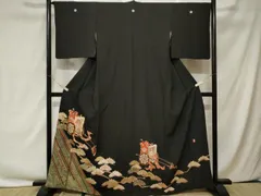 平和屋着物■豪華黒留袖　作家物　駒刺繍　御所車枝松文　暈し染め　金彩　正絹　逸品　CAAY1550ev