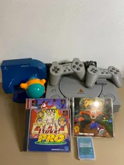 【セット価格！】PlayStation本体・ソフト3本・PS用パチンコハンドル型コントローラー付き　ジャンク品