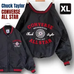 90sコンバース オールスター チャックテイラー★MA-1タイプフライトジャケット/ボンバージャケット/ボマージャケット★刺繍デザイン/Converse★ブラック★メンズXL   #2511N066