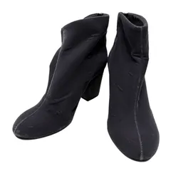 【極美品】ファビオルスコーニ (23) ショートブーツ ベロア バックジップ チャンキーヒール 本革 レザー 希少デザイン