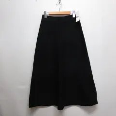 ジーユー GU フレア ミディ ニット スカート L 黒 ブラック タグ付き