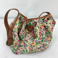 KENZO ケンゾー 巾着バッグ ショルダーバッグ 花柄 フラワー レザー切替 ドローストリング 中古 目立った傷や汚れなし