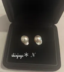 国産あこや真珠♡本物パールピアス♡アレルギー対応♡本真珠♡バロック♡クリスマス♡結婚式