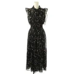 スナイデル SNIDEL 23SS Sustainableフリルプリーツワンピース シアー 0 黒 ブラック 紫 パープル 白 ホワイト フリル プリーツ 花柄 /CX ■OS