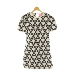 ケイトスペード KATE SPADE ジャガード チュニックワンピース ミニ オフホワイト ブラック /DF ■OS