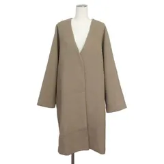 ジーナシス JEANASIS ショートビーバーノーカラーコート ロング F ベージュ