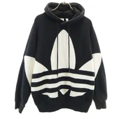 adidas Originals アディダスオリジナルス トレフォイルロゴ 長袖 スウェットパーカー M ブラック メンズ 古着