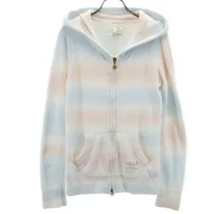 gelato pique ジェラートピケ ボーダー柄 ジップパーカー F ホワイト ルームウェア レディース 古着