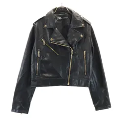ZARA ザラ フェイクレザー ダブルライダースジャケット L ブラック レディース 古着