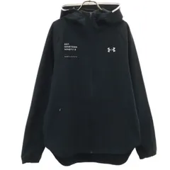 UNDER ARMOUR アンダーアーマー バックロゴ 長袖 ジップパーカー MD ブラック メンズ 古着