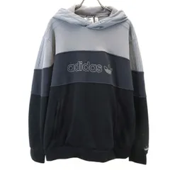 adidas Originals アディダスオリジナルス トレフォイルロゴ 長袖 スウェットパーカー L グレー系 裏起毛 プルオーバー メンズ 古着