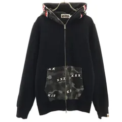 A BATHING APE アベイシングエイプ 日本製 シャーク 長袖 スウェット ジップパーカー M ブラック メンズ 古着