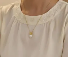 パールうさぎモチーフ  ゴールド ネックレス ジュエリー パール ウサギ 韓国 アクセサリー