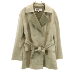 Chloe クロエ チェック柄 ダブルブレスト ジャケット 40 ベージュ レディース 古着のサムネイル