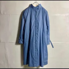 -ヨーロッパ 80s 90s ロングコート ステンカラーコート ヴィンテージ 青