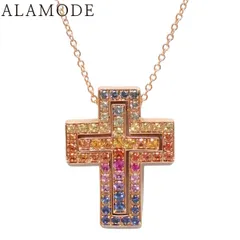 【2023年保証書付】Damiani(ダミアーニ) ベル エポック・レインボー ネックレス サファイア 20084310 ピンクゴールド K18PG アクセサリー ジュエリー 十字架モチーフ マルチカラー 40802166919【中古】【アラモード】