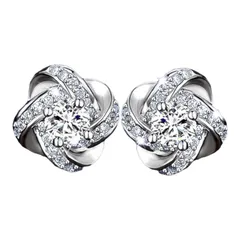 ギラギラ　フラワー　ピアス　CZ ジルコニア　シルバー　S925刻印【両耳セット】