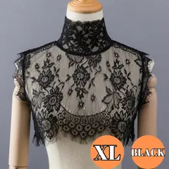 付け襟 つけ襟　ハイネック XL レース ブラック レディース 立ち襟 重ね着風 トップス シンプル モード系 おしゃれ エレガント フェミニン インナー カジュアル 通勤 デート コーデ アクセント 小顔効果
