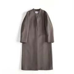 ◆美品◆ BEIGE, ベイジ PASSY ノーカラー ロングコート 4 きれいめ 上質ウール モカ