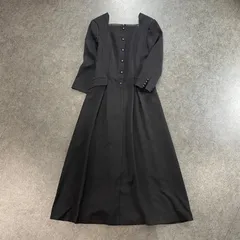 AMERI Vintage アメリ ヴィンテージ 長袖 ワンピース ドレス ストレッチ フレア 無地 ブラック 黒 02220521070