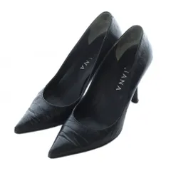 ダイアナ DIANA パンプス レザー ポインテッドトゥ ハイヒール クロコ型押し 23cm 黒 ブラック /RI ■OS