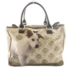 アニヤハインドマーチ ANYA HINDMARCH トートバッグ ハンド ジャック・ラッセル・テリア 犬 転写 茶 ブラウン カーキ /SS ■OSのサムネイル