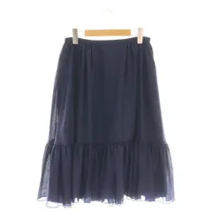 フォクシーニューヨーク FOXEY NEW YORK ギャザー フレアスカート ひざ丈 38 ネイビー 39823 /DF ■OS