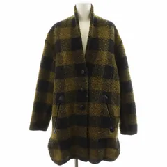 イザベル マラン エトワール ISABEL MARANT ETOILE ノーカラーコート ミドル丈 チェック柄 ウール アウター 34 カーキ 黒 ブラック 78-08-76-08005 /AN26のサムネイル