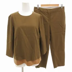 セオリーリュクス theory luxe セットアップ パンツ プルオーバーブラウス レイヤード 長袖 38 40 茶 ブラウン /FF