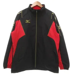 ミズノ MIZUNO ウインドブレーカー ジャケット ブルゾン スポーツウェア 裏起毛 XL 黒 ブラック 赤 レッド /NU