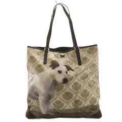 アニヤハインドマーチ ANYA HINDMARCH トートバッグ ジャック・ラッセル・テリア 犬 転写 白 ホワイト カーキ /SS ■OSのサムネイル