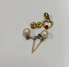 K18パールピアス、ペンダントトップ、キャッチ（現状バラまとめ）