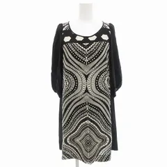 ティビ tibi ワンピース ひざ丈 総柄 絹 シルク 0 黒 ブラック 白 ホワイト /UDのサムネイル