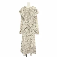 フレイアイディー FRAY I.D ボリュームカラーワンピース ロング 長袖 2way 総柄 つけ襟付き 0 白 ホワイト 黒 ブラック FWFO215068 /YT