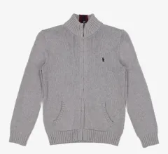 ポロ ラルフローレン ニット ジップアップ カーディガン グレー