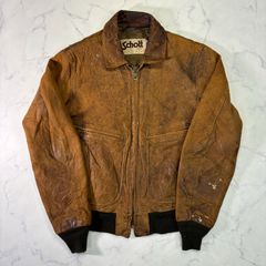 希少/レア SCHOTT カーコート レザージャケット キャメル USA製 L